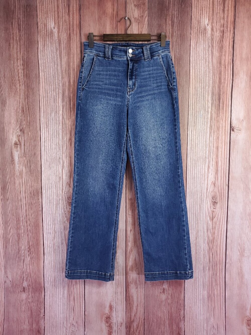 Judy Blue Wide Leg Jeans Womens 9/29 High Waist Double Button Denim Stretch
